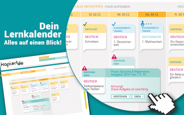 Der Lernmanager sorgt für Übersicht.