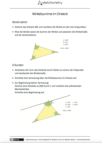 Schu¨lerarbeitsblatt Winkelsumme im Dreieck