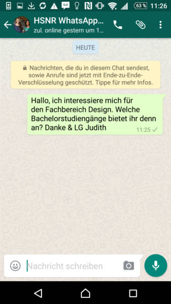 Foto: Studienberatung per WhatsApp – ab sofort an der Hochschule Niederrhein.  