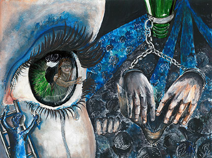 Altersgruppe IV (7. bis 9. Klasse) 1. Platz Bildtitel: ohne Titel Leoni F., 17 Jahre, 9. Klasse, aus Münnerstadt Bild eingereicht bei der Volksbank Raiffeisenbank Rhön-Grabfeld eG